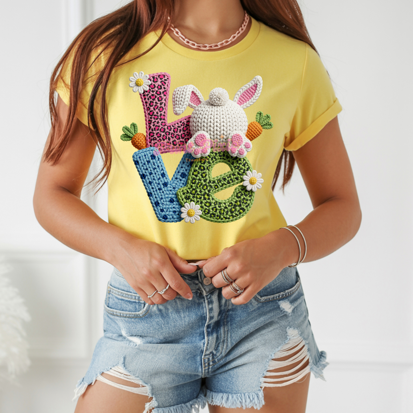 Yarn Crochet Easter Love Easter Bunny Easter Day Ready to Press (RTP) DTF TRANSFER