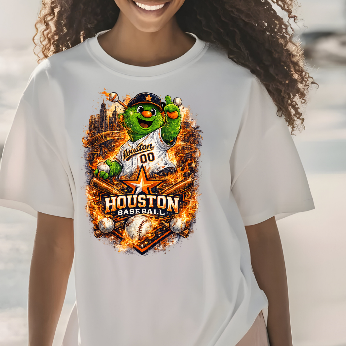 Houston Baseball Orbit City Skyline Ready to Press (RTP) DTF TRANSFER