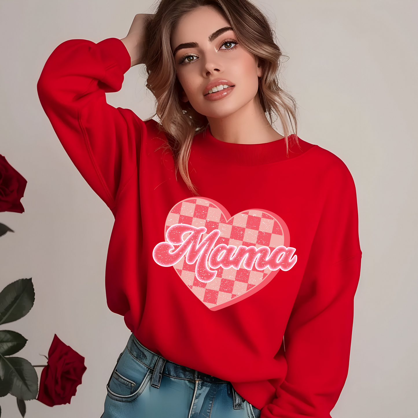 Mama Retro Heart Ready To Press (RTP) DTF TRANSFER