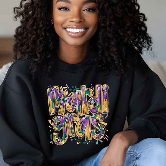 Brush Strokes Mardi Gras Ready to Press (RTP) DTF TRANSFER