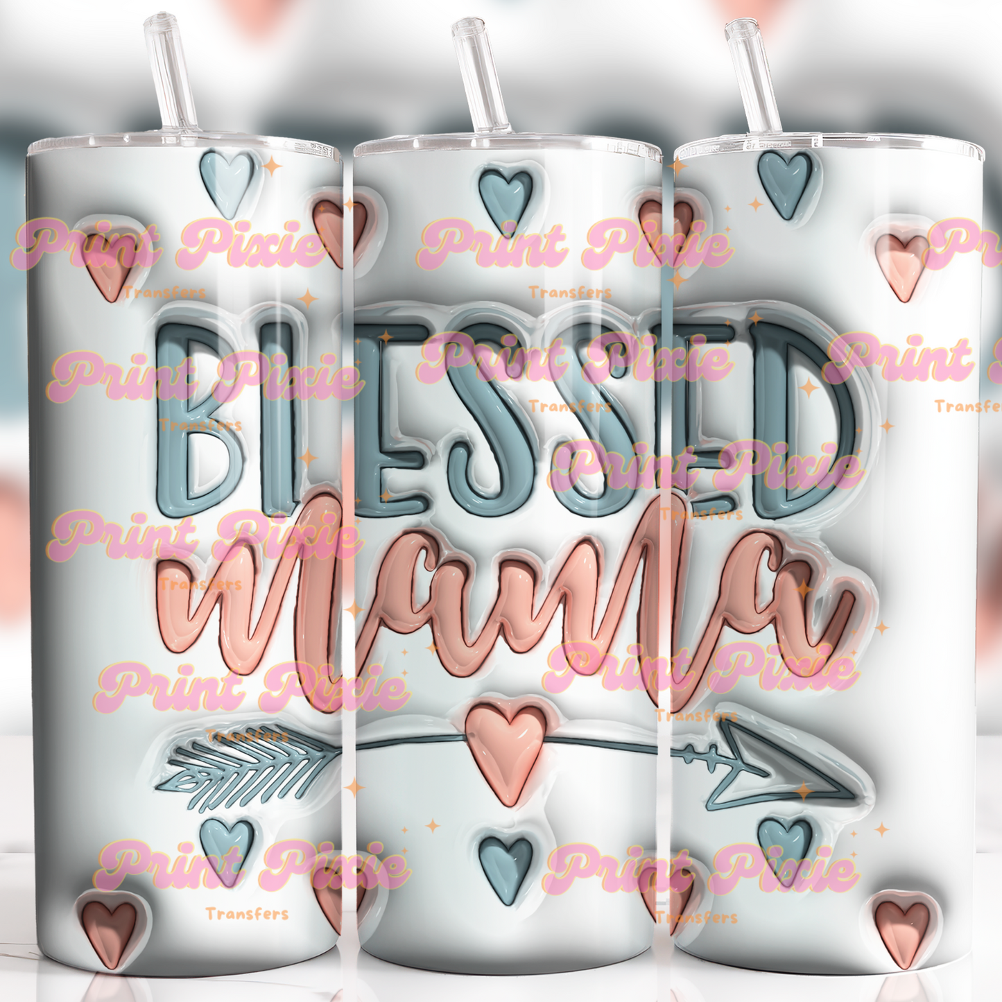 3d Inflated Blessed Mama 20 Oz Tumbler Designs