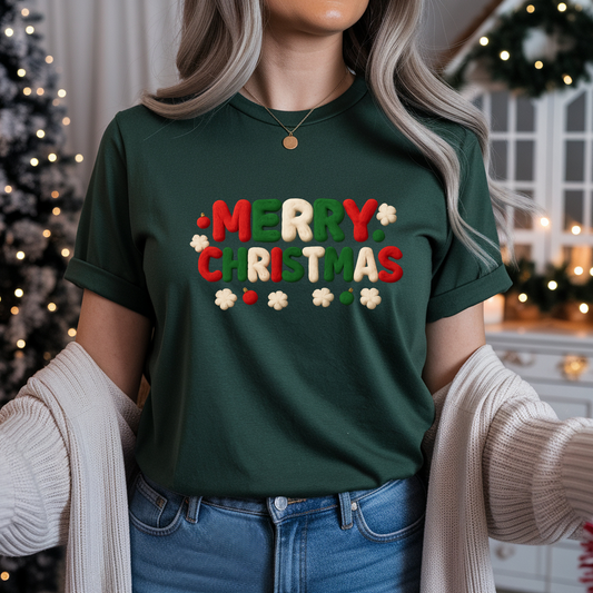 Faux Fuzzy Merry Christmas Ready to Press (RTP) DTF TRANSFER