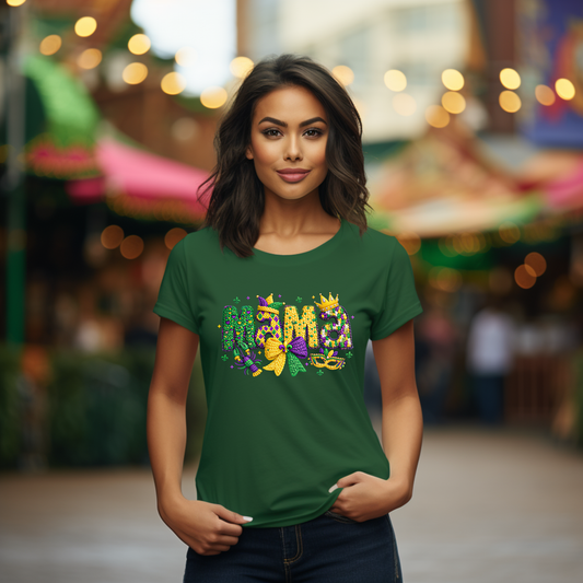 Faux Crochet Mama Bow Mardi Gras Ready to Press (RTP) DTF TRANSFER