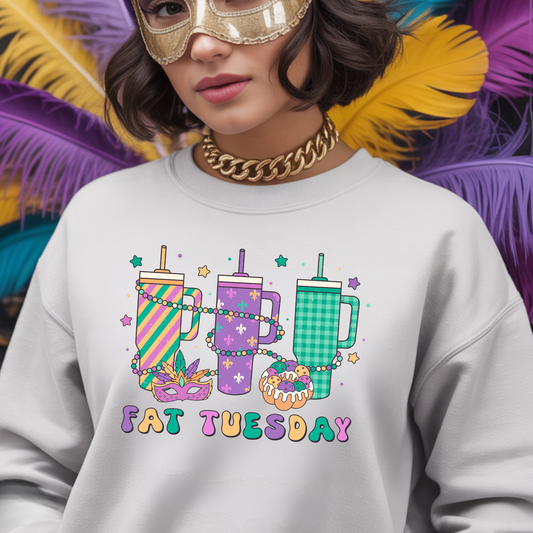 Fat Tuesday Tumbler Mardi Gras Ready to Press (RTP) DTF TRANSFER