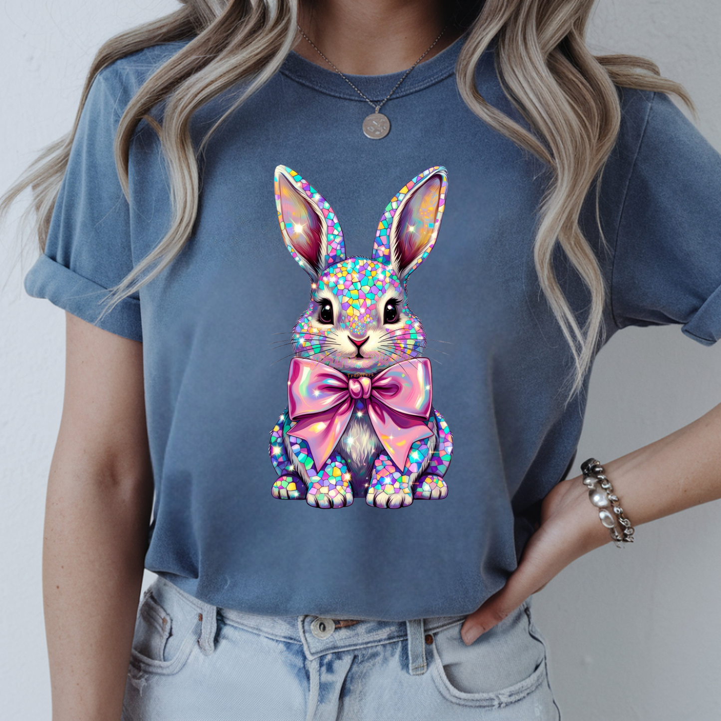 Sparkly Dazzle Coquette Easter Bunny Easter Day Ready to Press (RTP) DTF TRANSFER