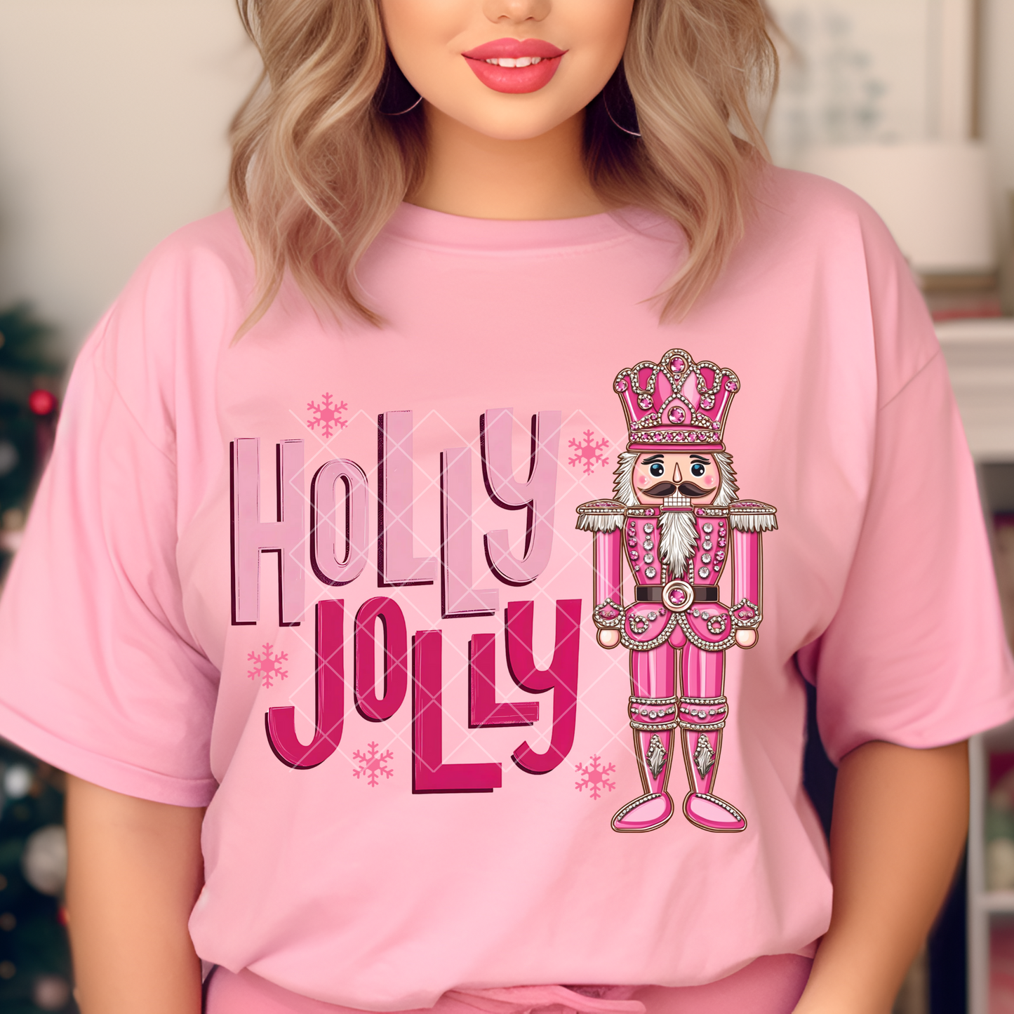 Pink Holly Jolly Nutcracker Ready To Press (RTP) DTF TRANSFER