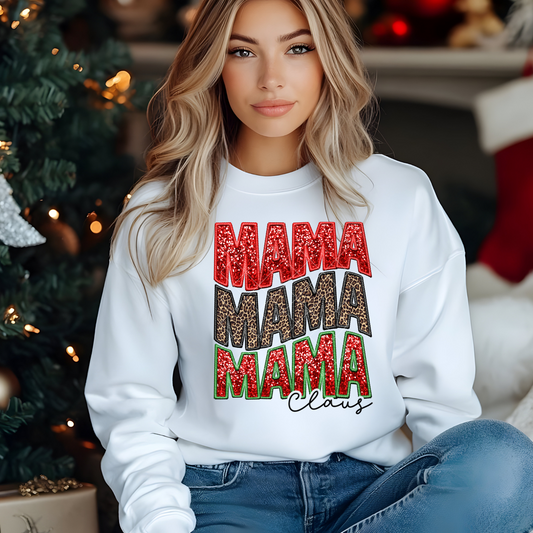 Mama Mama Mama Claus black Ready To Press (RTP) DTF TRANSFER