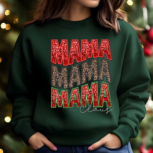 Mama Mama Mama Claus white Ready To Press (RTP) DTF TRANSFER