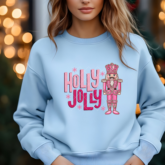 Pink Holly Jolly Nutcracker Ready To Press (RTP) DTF TRANSFER