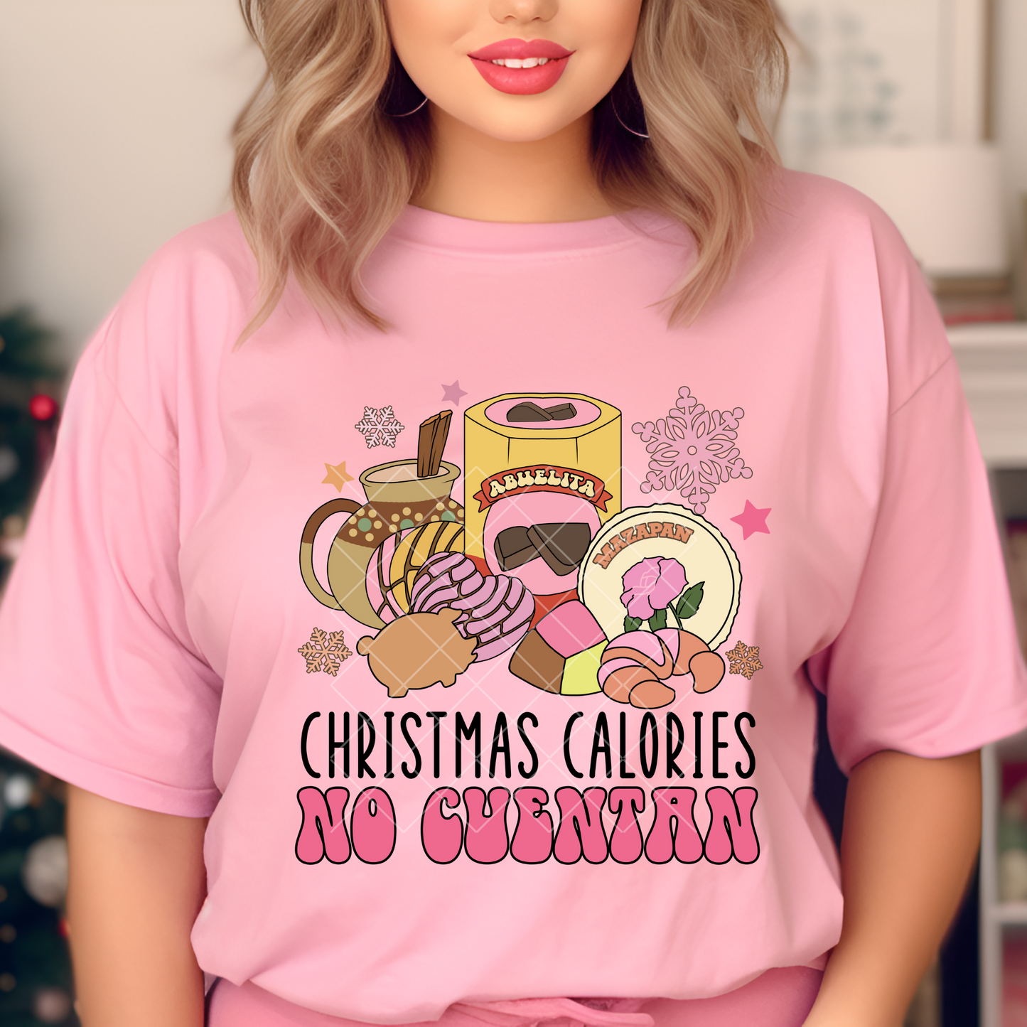 Christmas Calories No Cuentan Ready To Press (RTP) DTF TRANSFER